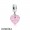 Women's Pandora Jewellery Pink Ribbon Heart Dangle Charm Murano Glass