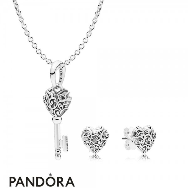 Women's Pandora Jewellery Regal Pattern Necklace And Earring Gift Set