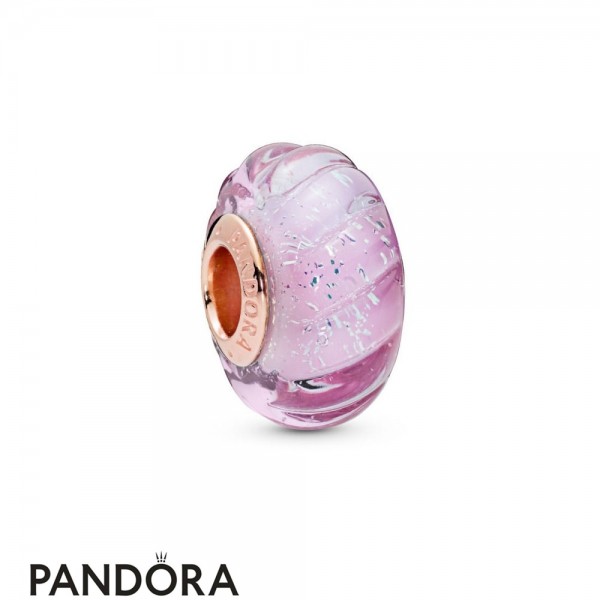 Pandora Jewellery Rose Glittering Grooves Murano Charm