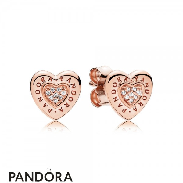 Pandora Jewellery Rose Logo Heart Earring Studs