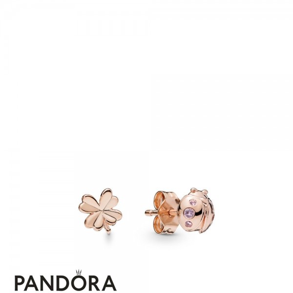 Pandora Jewellery Rose Pandora Jewellery Rose Four Leaf Clover And Ladybird Earring Studs