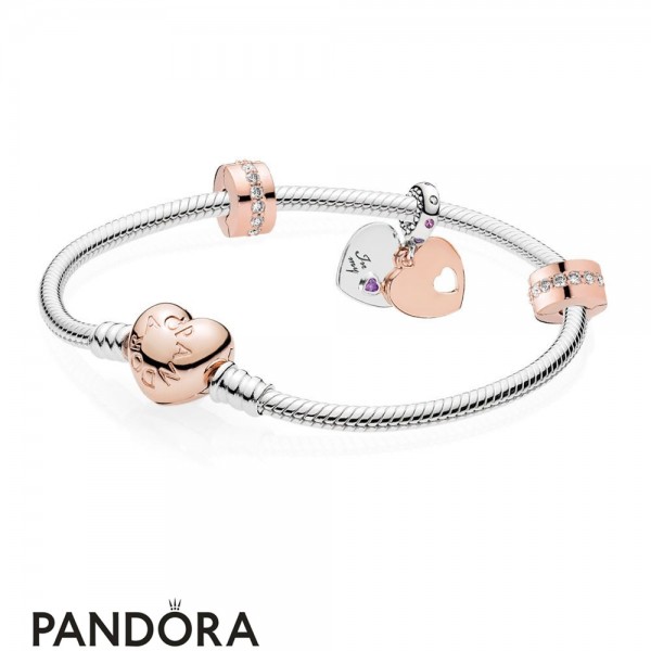 Pandora Jewellery Rose Part Of My Heart Bracelet Gift Set