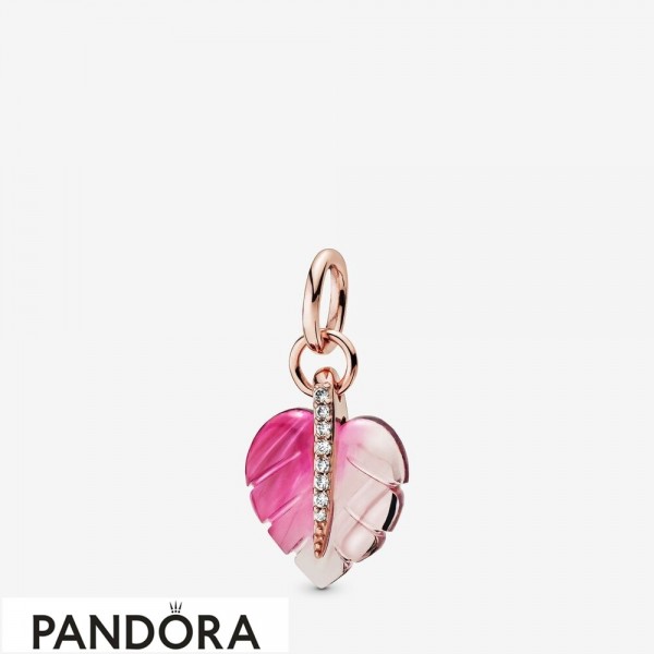 Pandora Jewellery Rose Pink Murano Glass Leaf Pendant