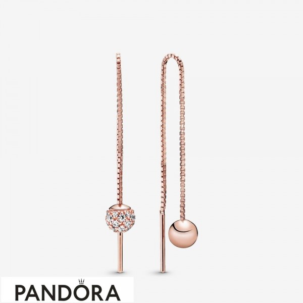 Pandora Jewellery Rose Polished & Pave Bead Dangle Earrings