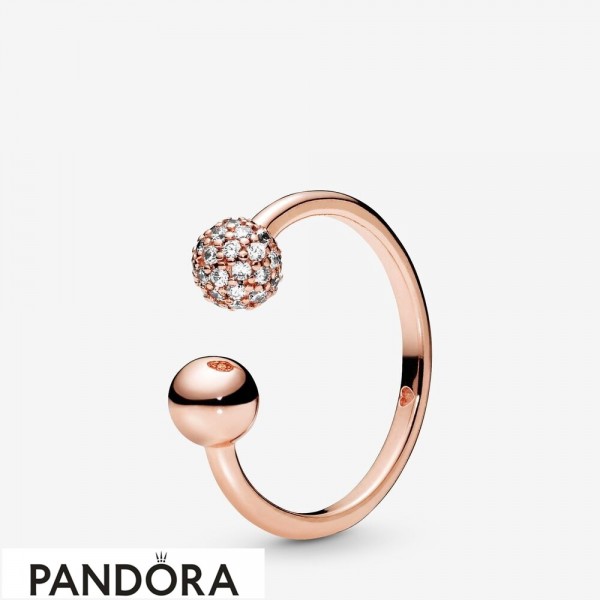 Pandora Jewellery Rose Polished & Pave Bead Open Ring