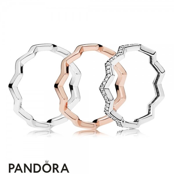 Pandora Jewellery Rose Timeless Zig Zag Ring Stack
