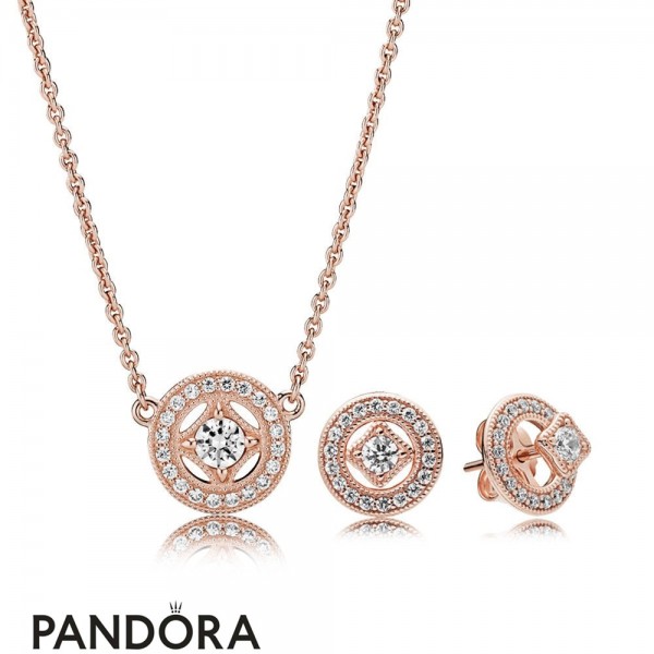 Pandora Jewellery Rose Vintage Allure Necklace And Earring Gift Set