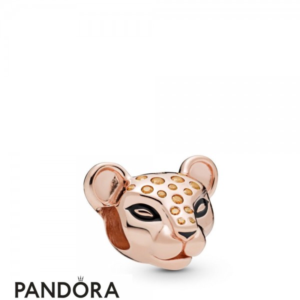 Pandora Jewellery Rose Enamel Black Cubic Zirconia Sparkling Lion Princess Charm