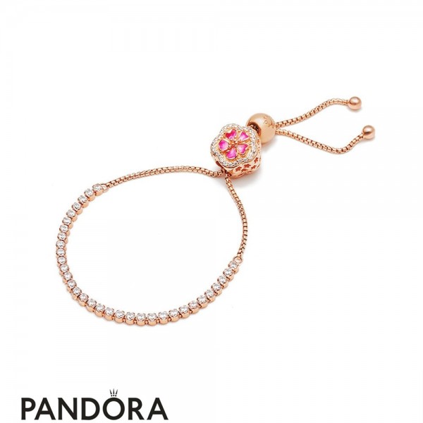 Pandora Jewellery Rose Enamel Pink Mixed Stones Crystal Synthetic Sapphire Dazzling Peach Bracelet