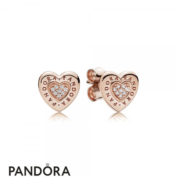 Pandora Jewellery Signature Heart Stud Earrings Pandora Jewellery Rose