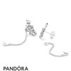 Women's Pandora Jewellery Silver Bedazzling Butterflies Hanging Earrings