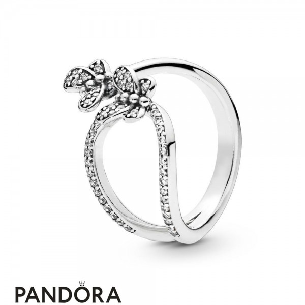 Women's Pandora Jewellery Silver Bedazzling Butterflies Ring