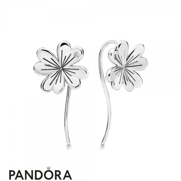 Women's Pandora Jewellery Silver Lucky Four Leaf Clovers Hanging Earrings