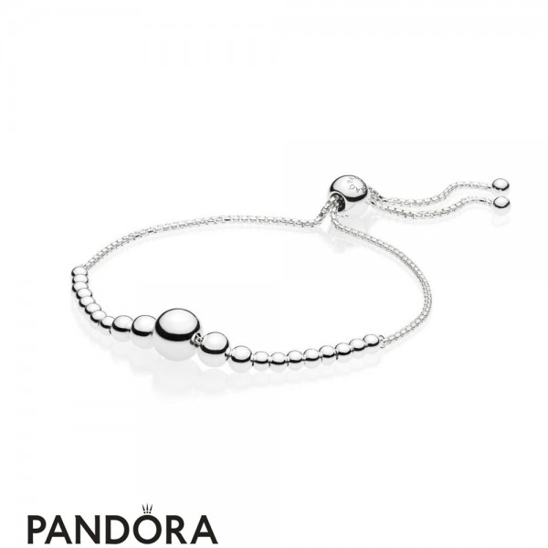 Women's Pandora Jewellery Sliding Bracelet In Silver Thread Of Pearls