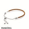 Women's Pandora Jewellery Sliding Golden Tan Leather Bracelet