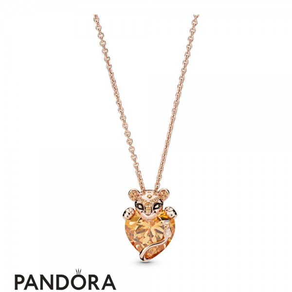 Women's Pandora Jewellery Sparkling Lion Princess Heart Necklace Pandora Jewellery Rose