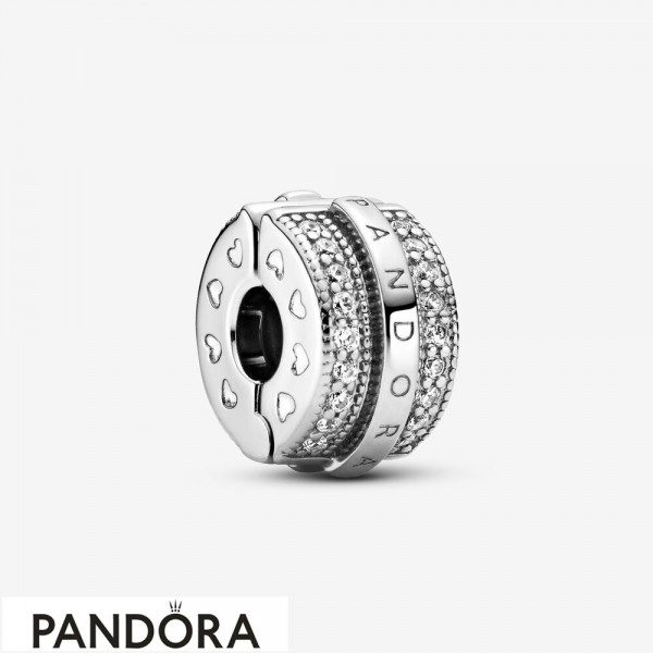 Women's Pandora Jewellery Sparkling Pave Lines And Logo Cz Clip