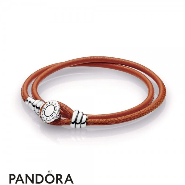 Women's Pandora Jewellery Spicy Orange Double Leather Bracelet