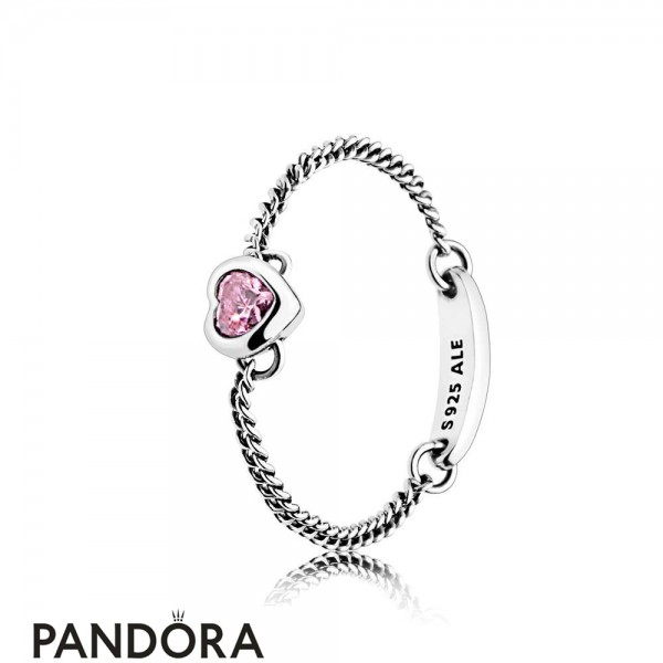 Women's Pandora Jewellery Spirited Heart Ring Pink Cz