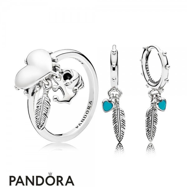 Women's Pandora Jewellery Spritual Symbols Ring And Earring Set