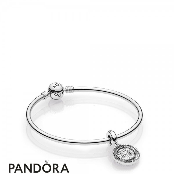 Women's Pandora Jewellery Sterling Silver Family Tree Bangle Gift Set