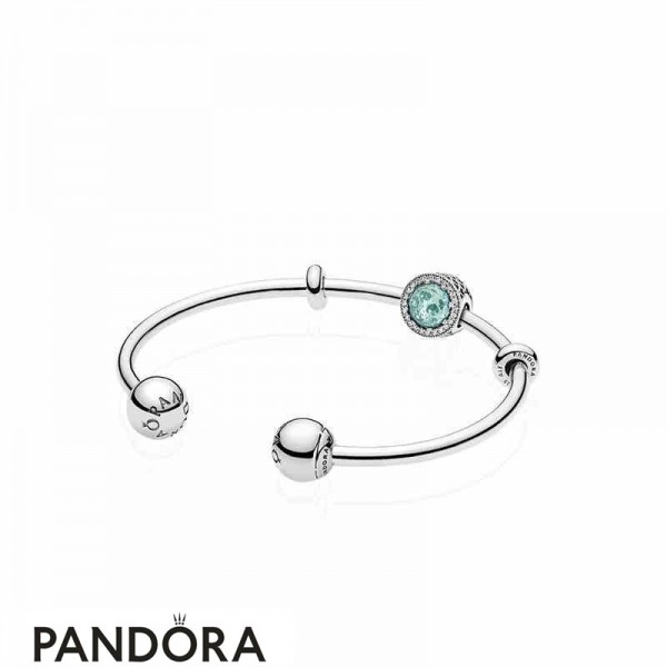 Women's Pandora Jewellery Tanabata Cadeau Bleu Glace Brillant Bracelet Ouvert A Cordes