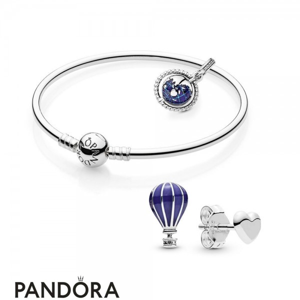 Women's Pandora Jewellery Travel The Globe Bracelet And Earring Set