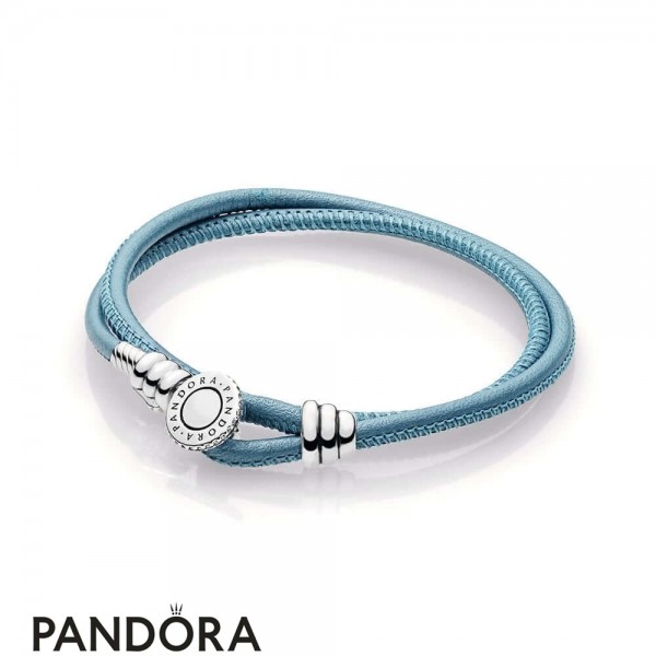 Women's Pandora Jewellery Turquoise Double Leather Bracelet