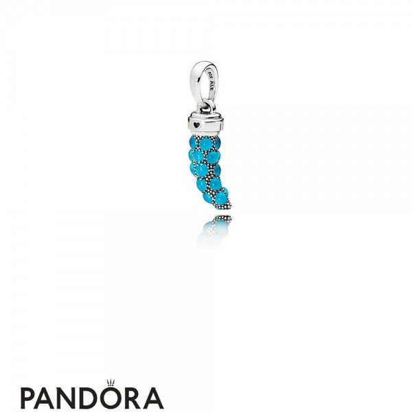 Women's Pandora Jewellery Turquoise Italian Horn Necklace Pendant Turquoise Enamel