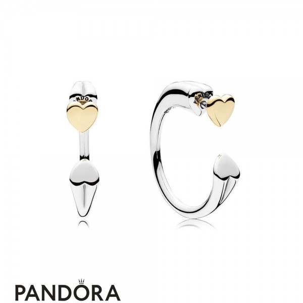 Women's Pandora Jewellery Two Hearts Earring Hoops