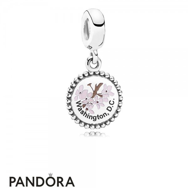 Women's Pandora Jewellery Washington DC Cherry Blossom Dangle Charm Mixed Enamel