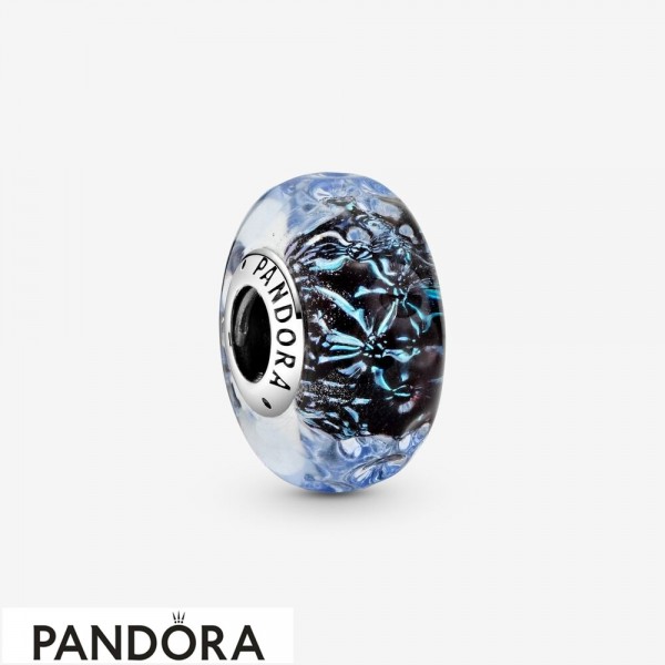 Women's Pandora Jewellery Wavy Dark Blue Murano Glass Ocean Charm