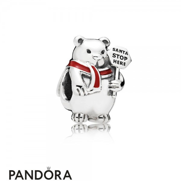 Pandora Jewellery Winter Collection Christmas Polar Bear Charm Berry Red Enamel