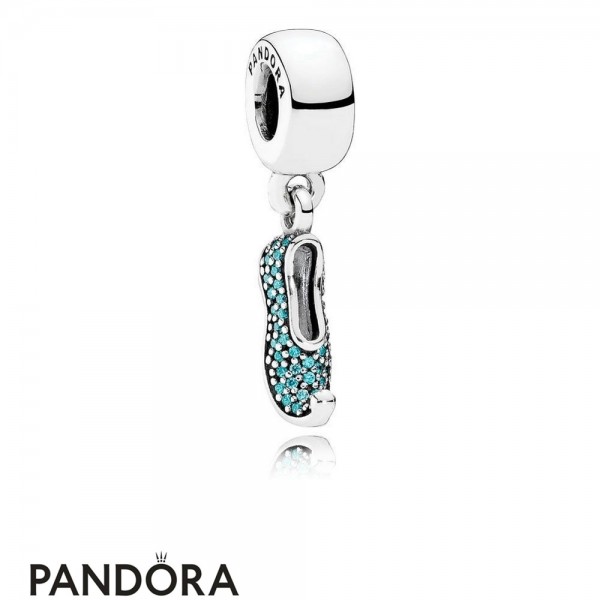 Pandora Jewellery Disney Charms Jasmine's Sparkling Slipper Pendant Charm Teal Cz