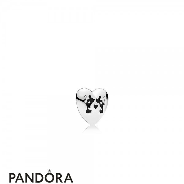 Pandora Jewellery Disney Charms Mickey Minnie Kiss Petite Charm Black Enamel