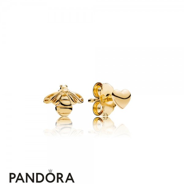 Women's Pandora Jewellery Bee And Heart Earring Studs
