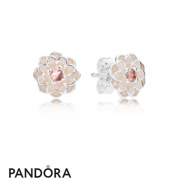 Pandora Jewellery Earrings Blooming Dahlia Stud Cream Enamel Blush Pink Crystals