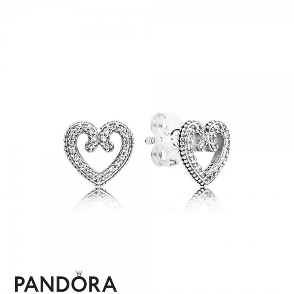 Women's Pandora Jewellery Heart Swirls Earring Studs
