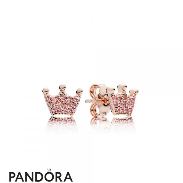 Pandora Jewellery Rose Pink Enchanted Crown Earring Studs