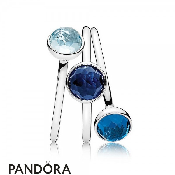 Women's Pandora Jewellery Boldly Blue Ring Stack