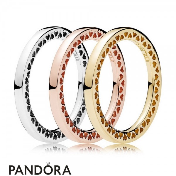 Women's Pandora Jewellery Classic Hearts Of Pandora Jewellery Ring Stack