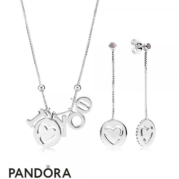 Women's Pandora Jewellery I Love You Necklace And Earring Gift Set