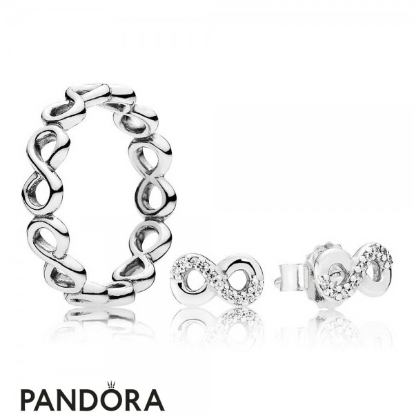 Women's Pandora Jewellery Infinite Love Ring And Earring Set