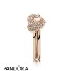 Women's Pandora Jewellery Inspiration Blushing Rose Puzzle Ring Stack