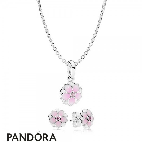 Women's Pandora Jewellery Magnolia Bloom Necklace And Earring Set