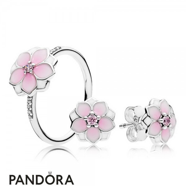 Women's Pandora Jewellery Magnolia Bloom Ring And Earrings Gift Set