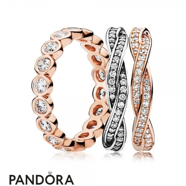 Pandora Jewellery Rose Alluring Braided Ring Stack