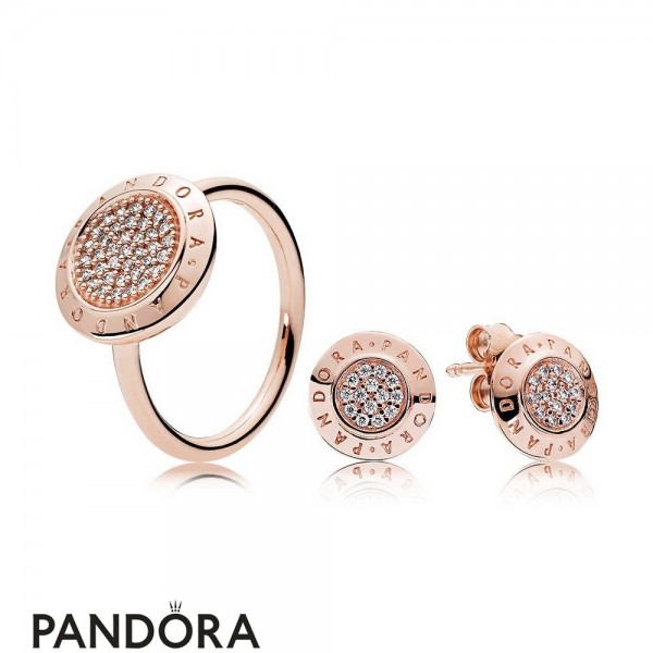 Pandora Jewellery Rose Signature Ring And Earring Gift Set