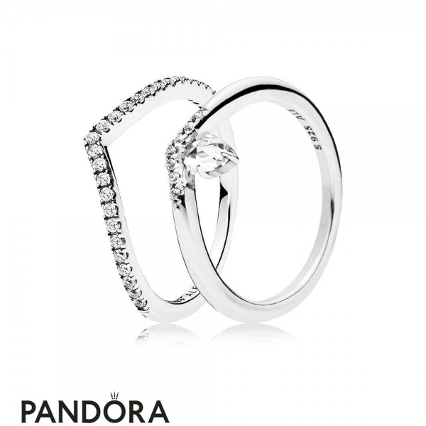 Women's Pandora Jewellery Shimmering Classic Wish Ring Stack