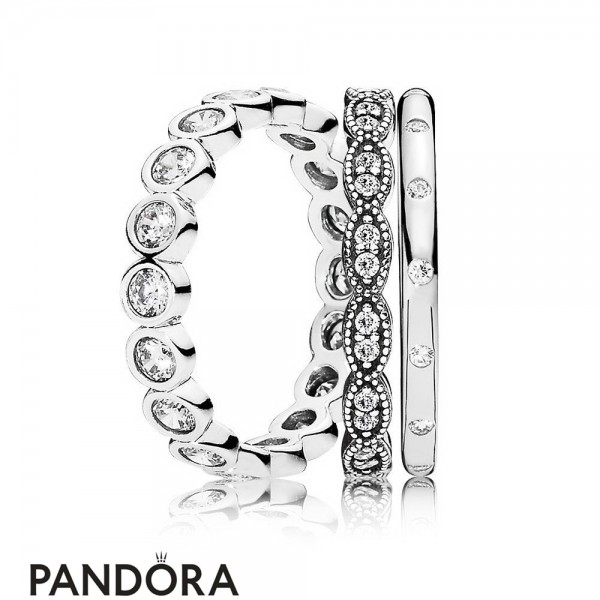 Women's Pandora Jewellery Silver Sentiments Ring Stack